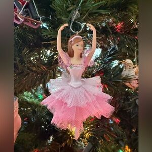 2 Pink Ballerina Christmas Ornament